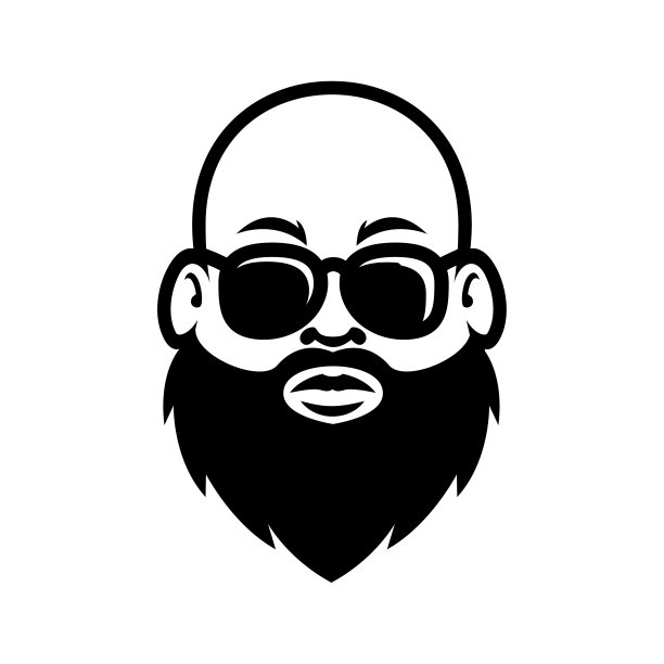 胖胖的光头胡子人吉祥物插图图片下载