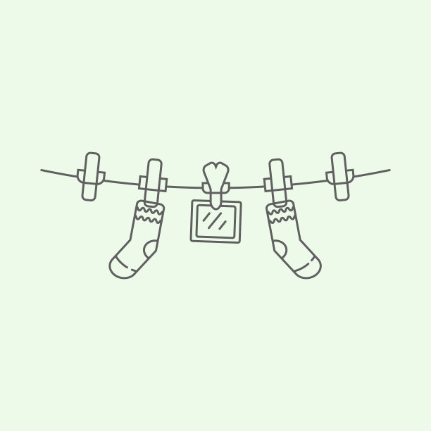 标志挂钩线条艺术极简插画设计衣架图片下载