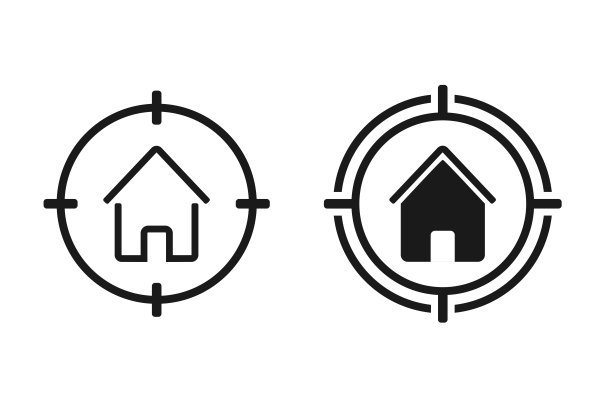房屋目标图标。说明向量图片下载