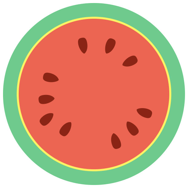 简单的红色和绿色西瓜片孤立在白色的背景。图片下载