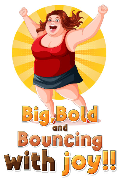 快乐的女人带着文字大豪迈，欢蹦乱跳图片下载