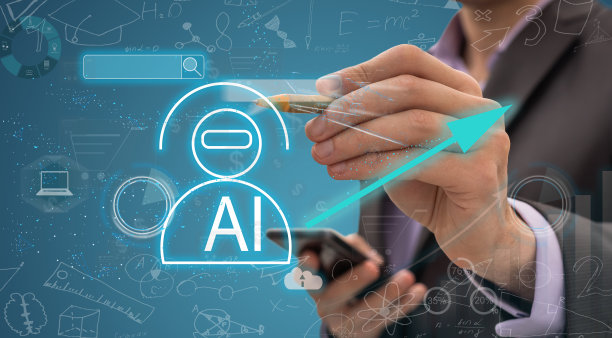 机器学习。手持机器人触摸电脑芯片和二进制数据。未来的人工智能(AI)。深度学习。神经网络。大脑的代表。准确的面部识别检测图片下载