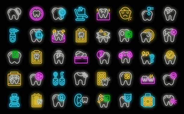 牙痛图标设置霓虹灯图片下载