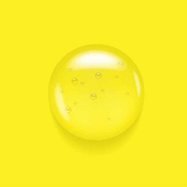 透明血清黄柠檬凝胶滴。油质感液体皮肤或头发护理美容产品样品。3d透明面霜。实验室中圆形水坑污迹的宏观俯视图特写图片下载