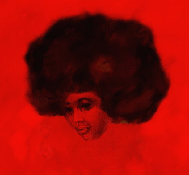 印象派风格的亚洲和非洲种族混合的女性单色肖像图片下载