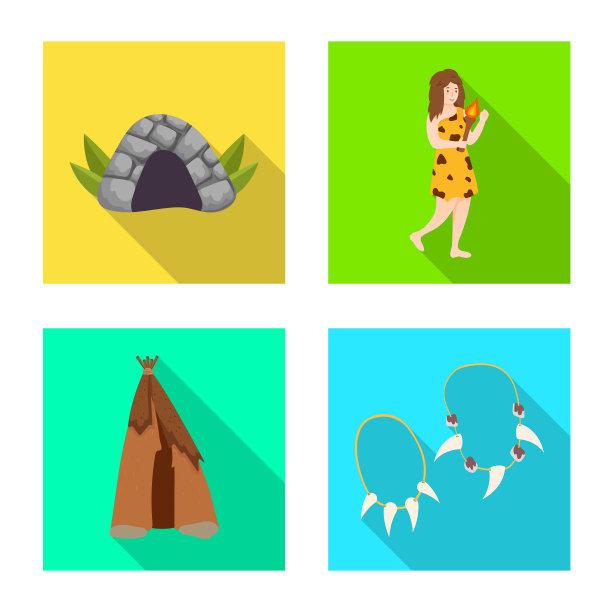 设计演变与新石器时代的标志集图片下载