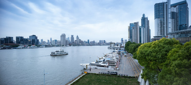 上海黄浦江外滩和陆家嘴天际线景观图片下载
