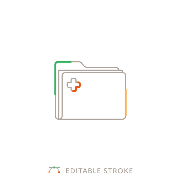 病人记录文件夹多色线图标与可编辑的中风图片下载