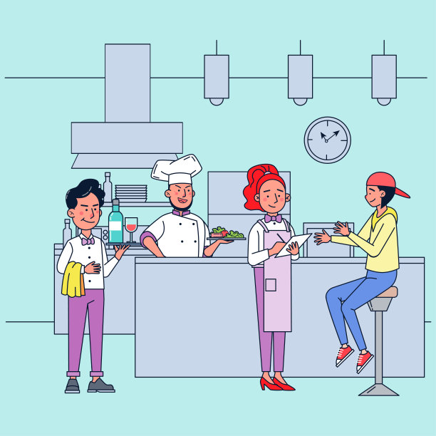 这家餐厅有熟练的厨师，生意也越来越好。图片下载