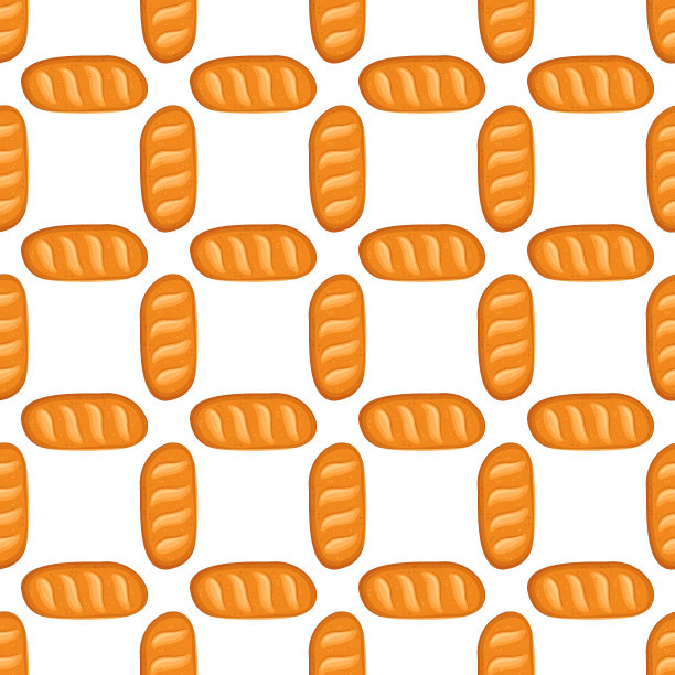 无缝图案与整个白面包。印刷烘焙制品、糕点、面食。矢量平面插图图片下载