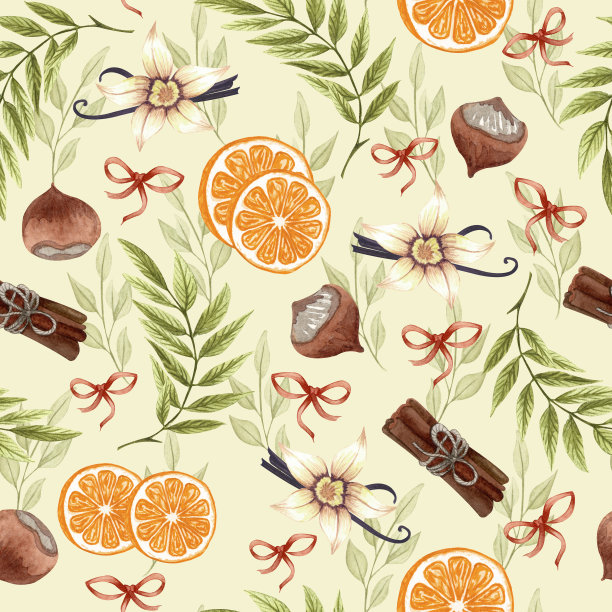 无缝图案与可爱的手绘甜点，茶和烘焙主题涂鸦元素。水彩粉红色背景。用于包装纸，纺织品，印刷品，广告，布料，墙纸，网页图片下载