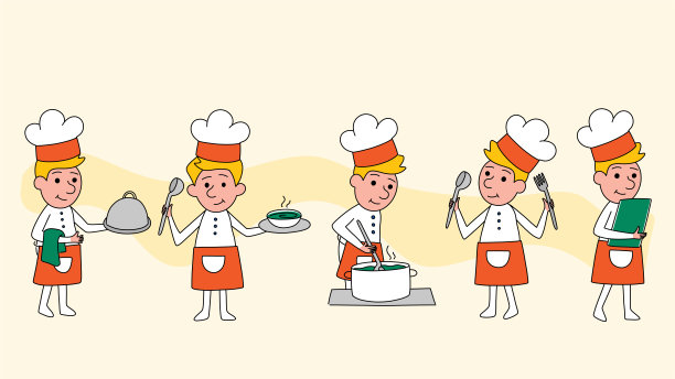 餐厅员工角色设计。图片下载