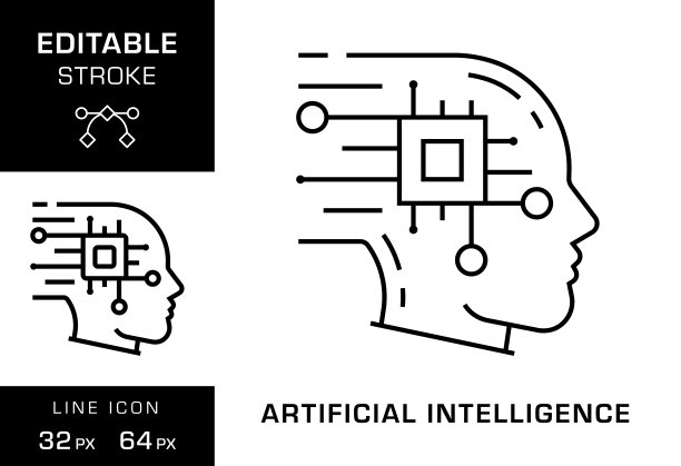 人工智能可编辑笔画线图标设计图片下载