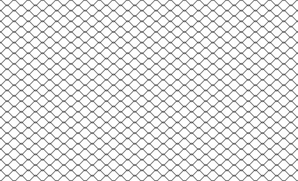 钢丝链网或拉贝丝无缝花纹。菱形轮廓的金属格子。栅格栅栏背景。牢铁丝网纹理无缝。矢量插图在白色的背景图片下载