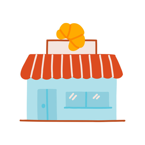 面包房卡通风格图标。彩色符号矢量插图图片下载
