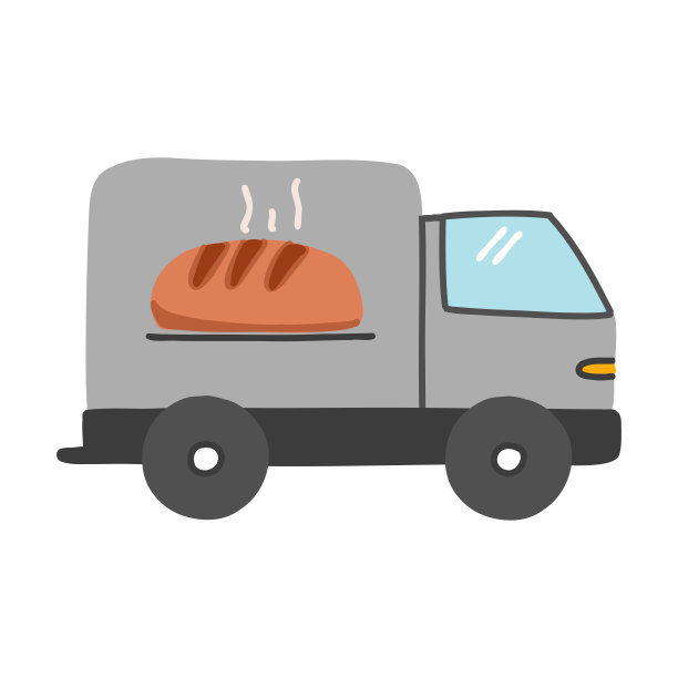 面包房送货卡通风格图标。彩色符号矢量插图图片下载