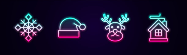 定线雪花圣诞圣诞老人的帽子图片下载