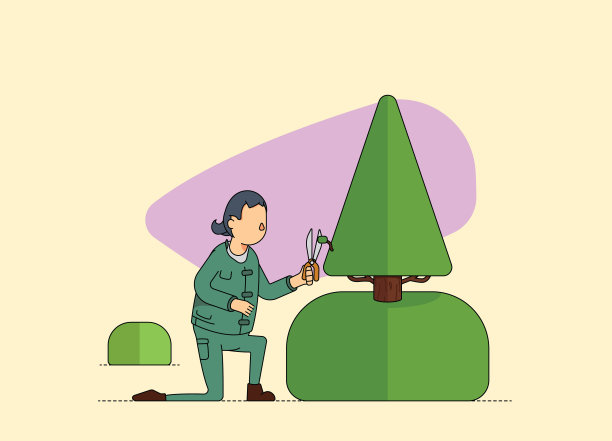 女性园林设计师修剪和砍树。图片下载