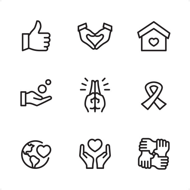 慈善和捐赠-单线图标图片下载