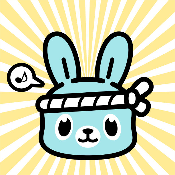 戴着发带的可爱兔子角色设计图片下载