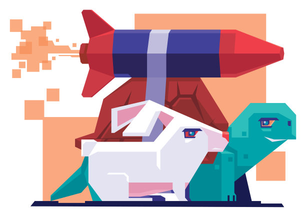 乌龟与发射火箭的兔子赛跑图片下载