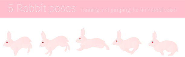 兔子动作动画，奔跑和跳跃动作图片下载