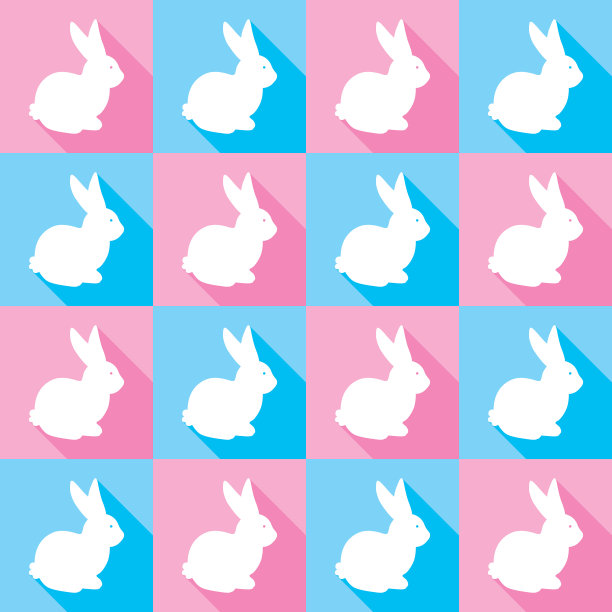 粉红和蓝色复活节兔子无缝图案图片下载