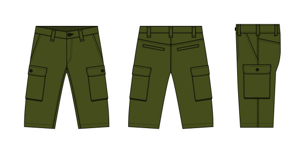 男子短裤(短裤)矢量模板插图图片下载