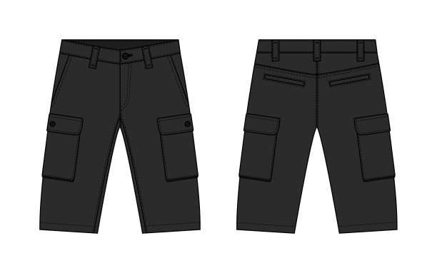 男子短裤(短裤)矢量模板插图图片下载