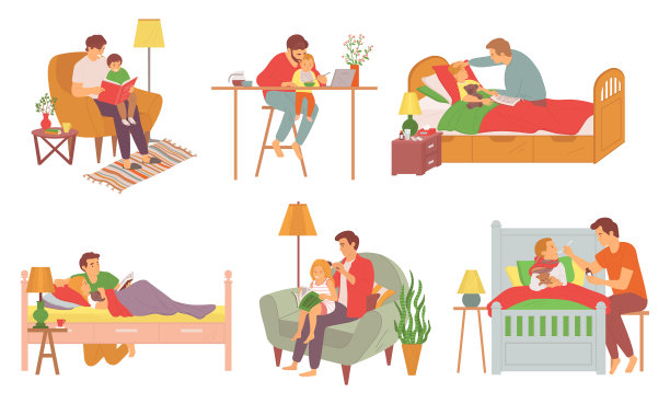 父亲为孩子读故事和治疗图片下载