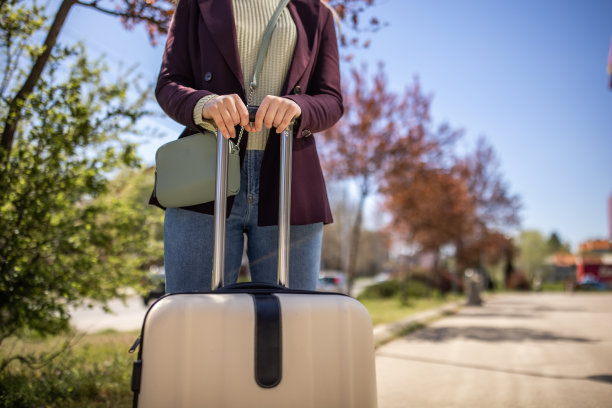 一个陌生的女人拉着她的手提箱图片下载