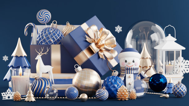 3d渲染插图讲台冬季圣诞节与圣诞树，圣诞老人，礼品盒，丝带，球，雪，产品，促销销售，演示台座3d渲染背景色。图片下载