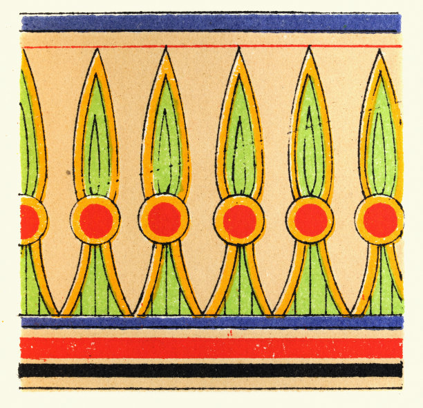 古埃及装饰艺术，古埃及墓地Beni hasan墓室墙壁上的图案图片下载