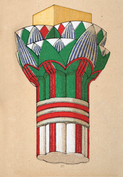 古埃及的装饰艺术与建筑，绘柱首都来自神庙，底比斯绿洲，荷花捆绑在一起图片下载