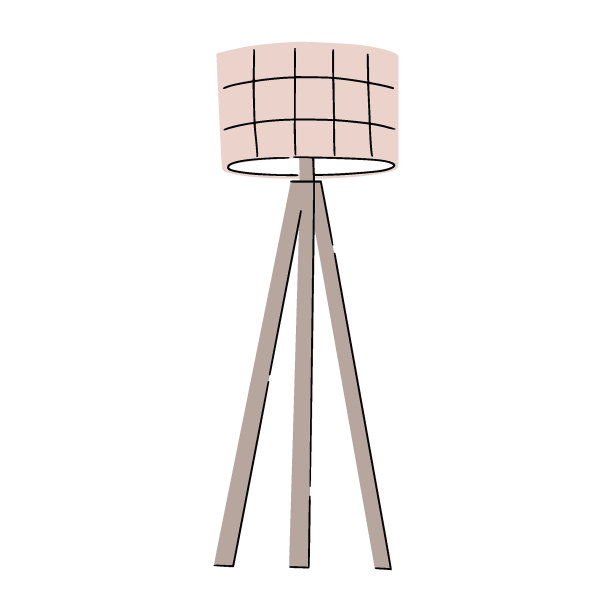 现代阁楼落地灯与方形图案的北欧室内。非常适合网页设计，说明，卡片和应用程序。图片下载