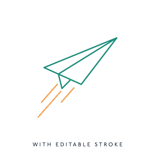 纸飞机线图标可编辑笔画图片下载