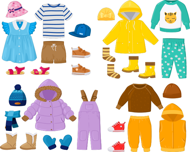 卡通孩子季节冬天春天夏天秋天图片下载