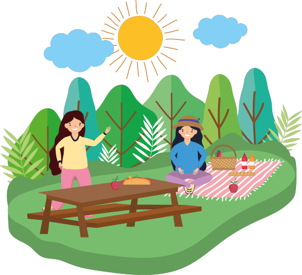 女性朋友设计野餐图片下载