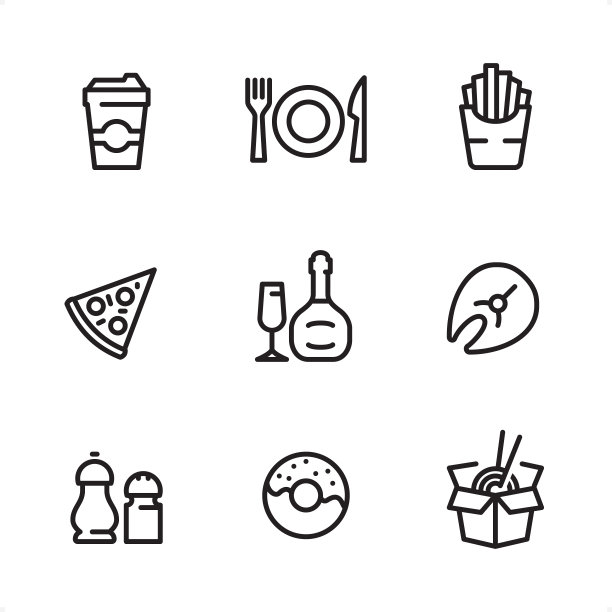 快餐单线条图标图片下载