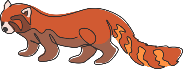 单线画可爱的小熊猫为图片下载