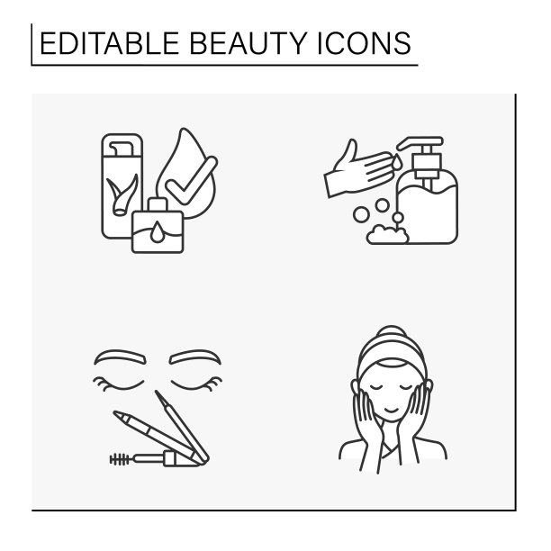 美容线条图标套装图片下载