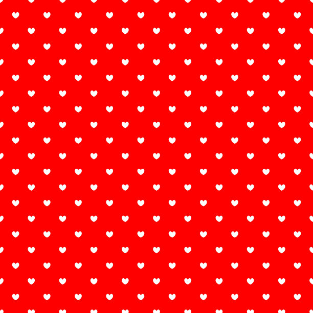 小的白色心在红色背景无缝模式图片下载