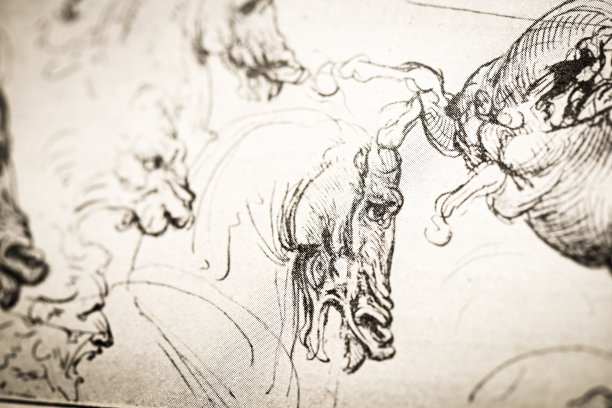 列奥纳多的素描和素描:马图片下载