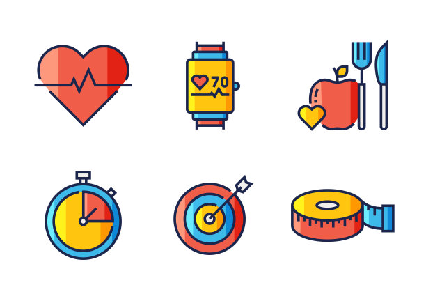 健身和锻炼相关的直线图标。向量符号说明。图片下载