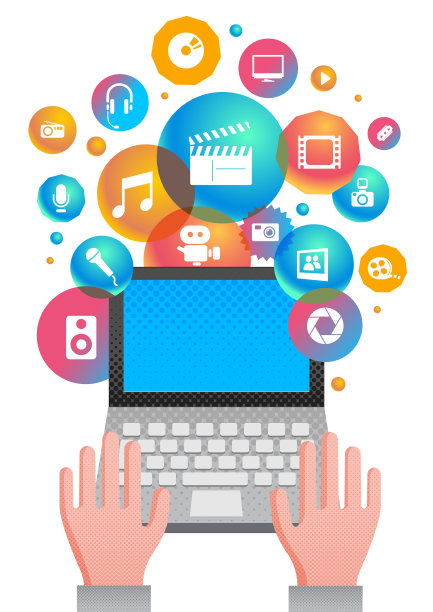 电影娱乐媒体与笔记本电脑图片下载