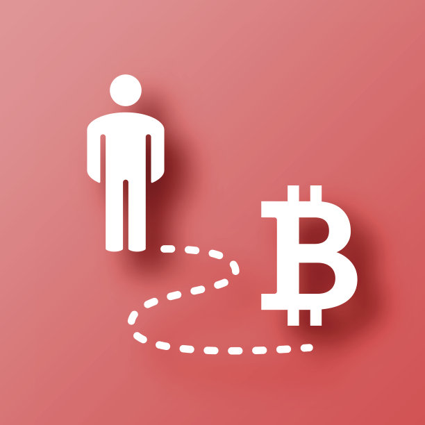 比特币的人。图标在红色背景与阴影图片下载
