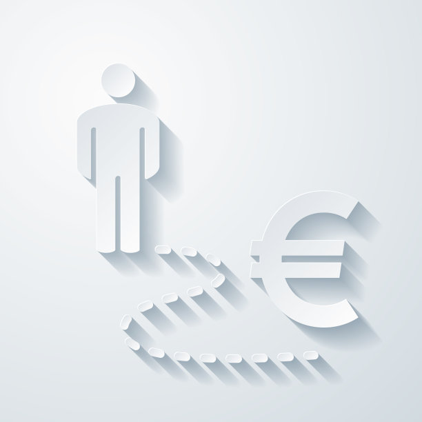 在欧洲路上的人。空白背景上剪纸效果的图标图片下载