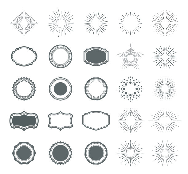 sunburst设计元素和徽章图片下载