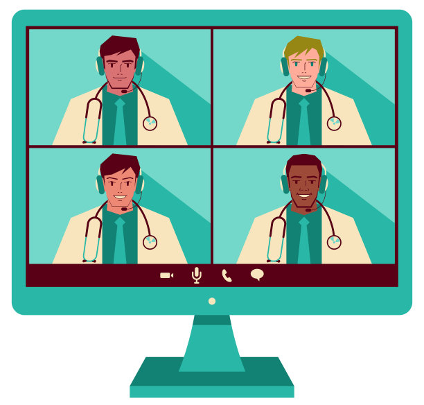 参加视频会议的年轻医生图片下载