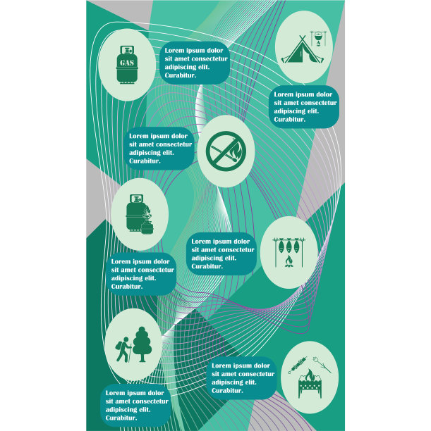 带有固定旅行和露营设备的海报图片下载